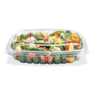 Choice 32 oz. Clear RPET Hinged Deli Container - 50/Pack