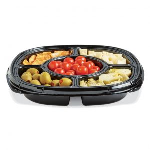 Polar Pak 5H138-4+1P-C 13 Clear PET Round 5 Compartment Catering Tray with  Lid - 5/Pack