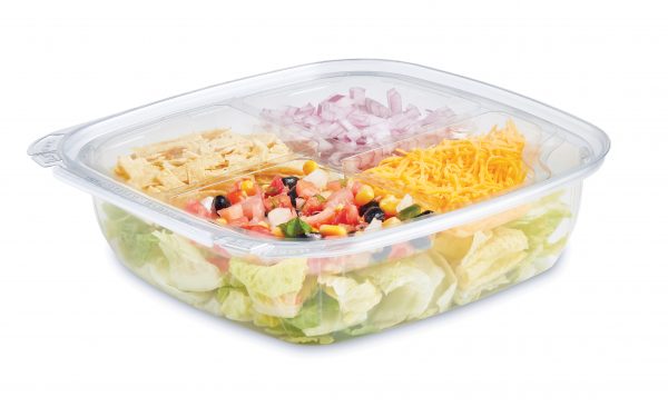 Tamper Tek 48 oz Rectangle Clear Plastic Salad Container - with