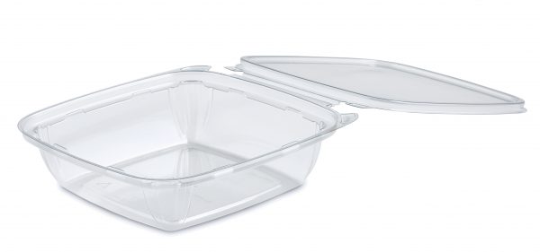 Tamper Tek 12 oz Square Clear Plastic Salad Bowl - with Lid, Tamper-Evident  - 4 3/4