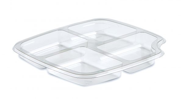 Tamper Tek 12 oz Square Clear Plastic Salad Bowl - with Lid, Tamper-Evident  - 4 3/4 x 4 1/2 x 2 1/4 - 100 count box