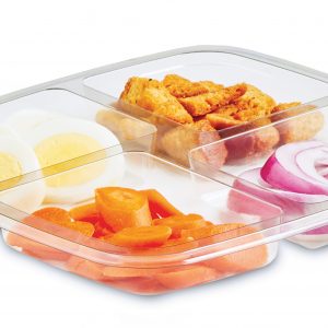 Salad Lunch Container, Salad Bowls With 3 Compartments Tray, Leak