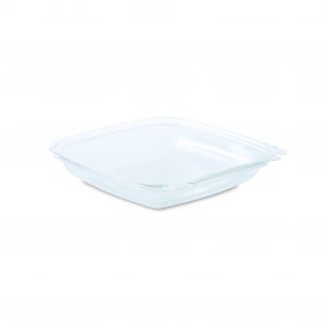 Tamper Tek 24 oz Rectangle Clear Plastic Container - with Lid,  Tamper-Evident, 2 Compartments - 7 1/4 x 5 1/2 x 2 1/4 - 100 count box