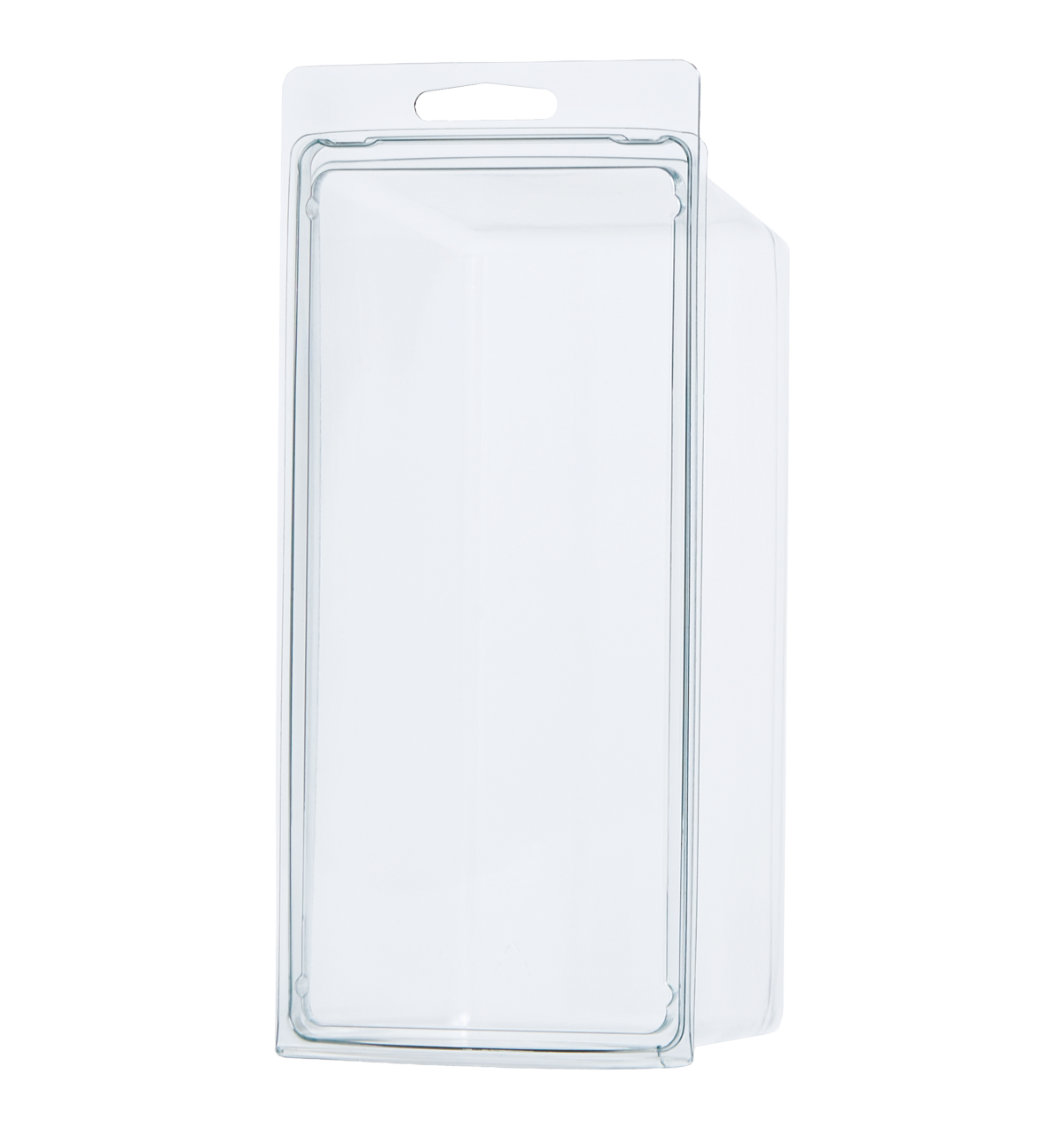 Clear rectangular plastic storage bin
