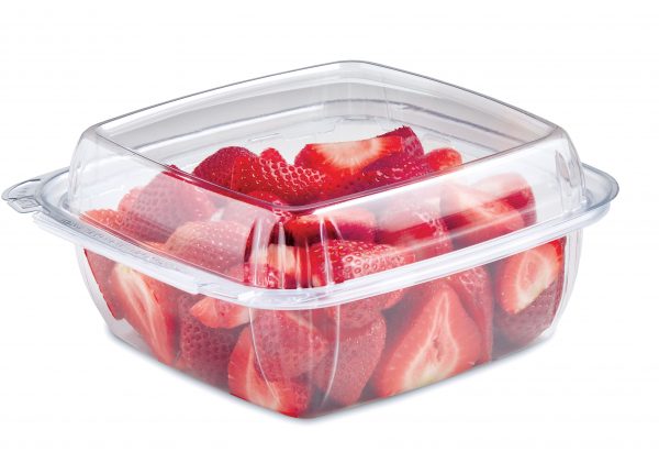Container of sliced strawberries