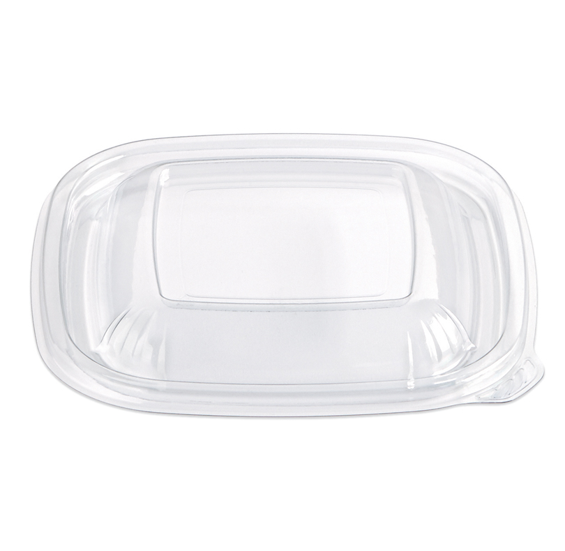 Clear plastic lid for a rectangular food container