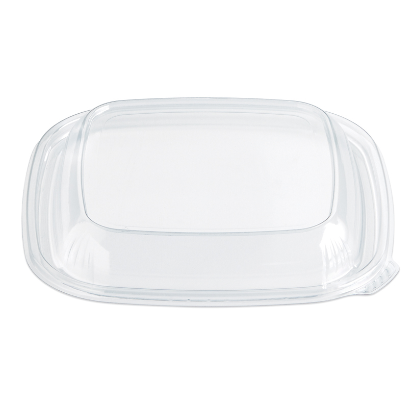 Clear plastic lid for a rectangular food container