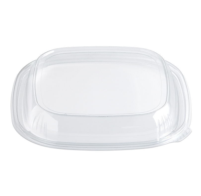 Clear rectangular plastic food storage container lid