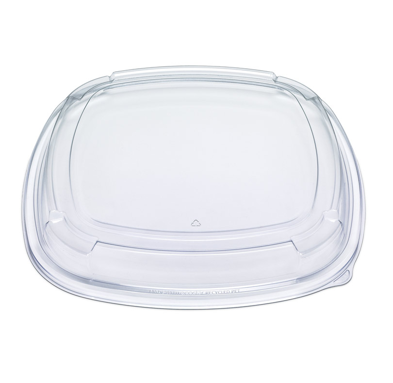 Clear plastic lid for a rectangular food container