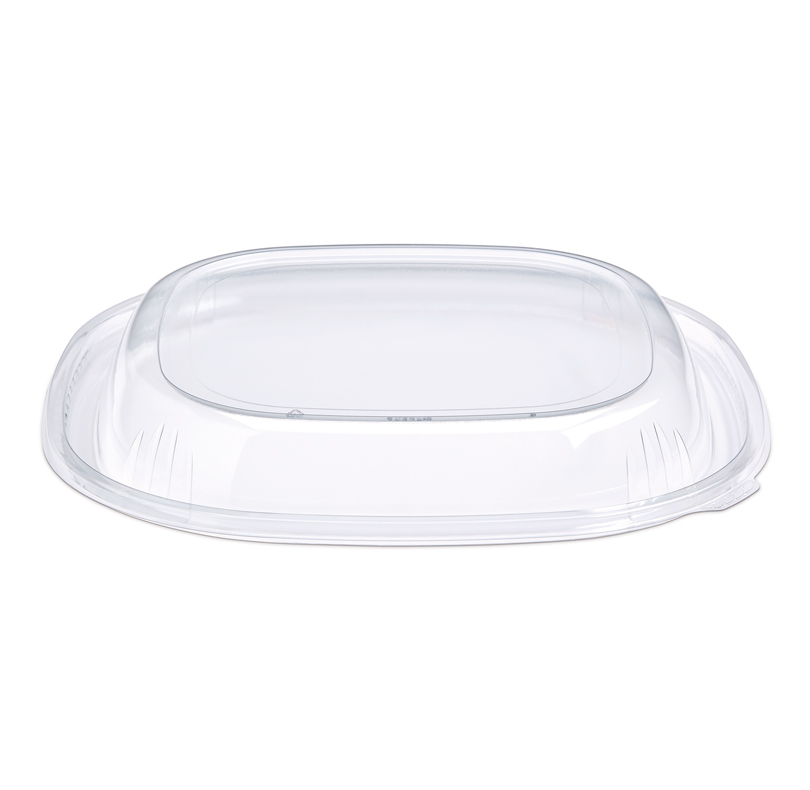 Clear plastic dome lid for a food container