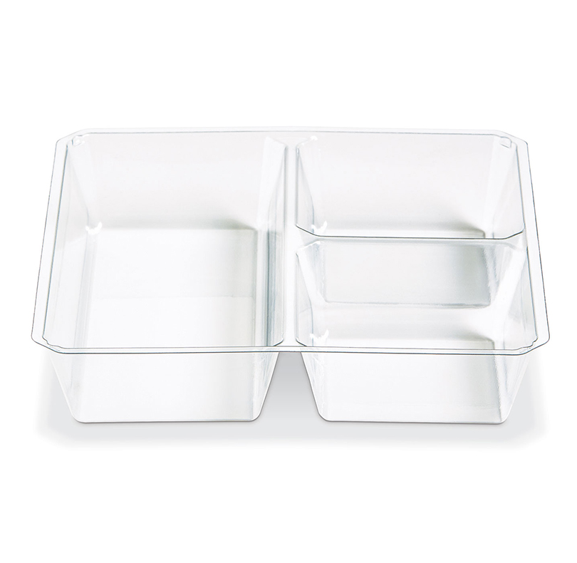 Clear plastic organizer tray with four compartments