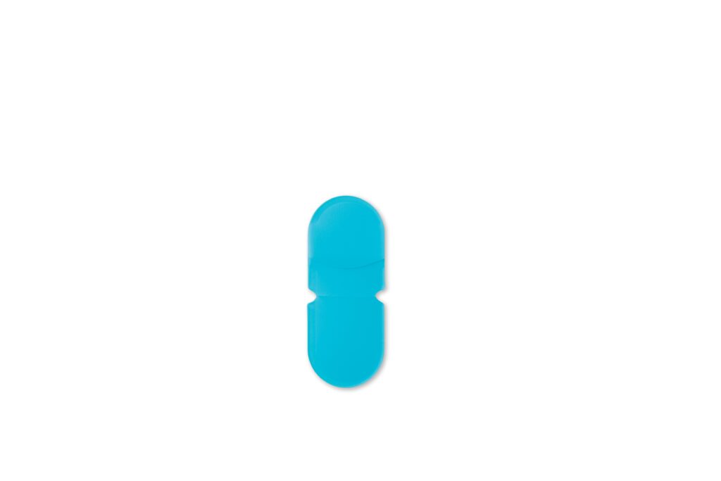 Blue capsule-shaped object on a white background