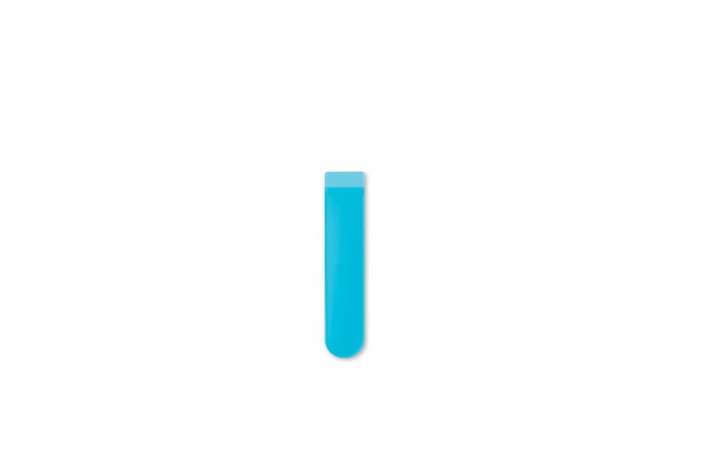 Blue vertical rounded rectangular object with a lighter blue top section