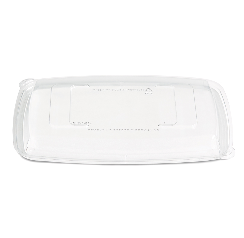 Clear rectangular plastic food container lid