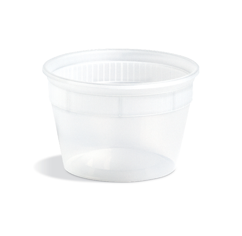 White plastic container with a wide rim and translucent sides