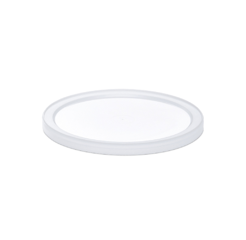 White circular plastic lid with a raised rim