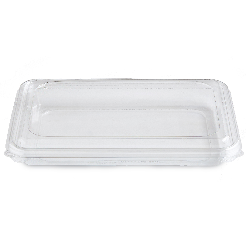 Clear plastic food storage container with lid