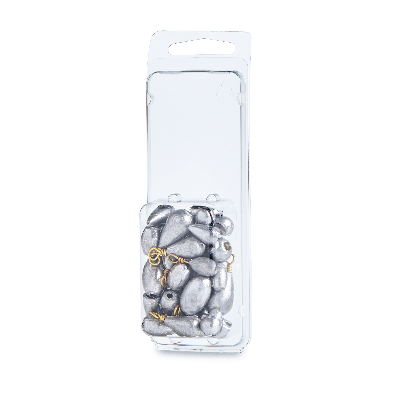 Clear blister pack containing assorted silver-colored metal pieces with small gold-colored rings