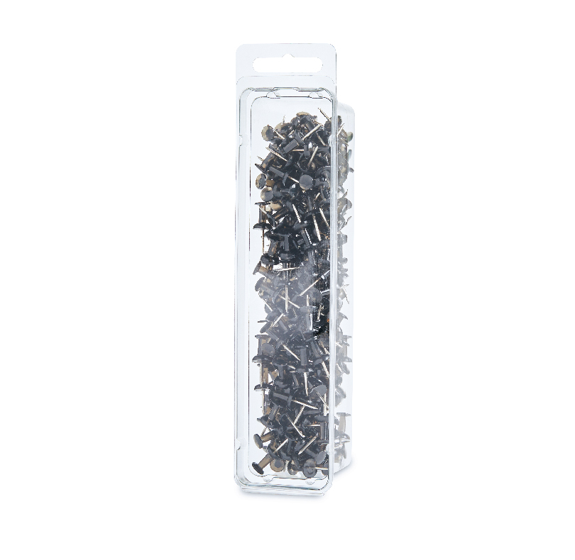 Clear blister pack filled with assorted metal push pins