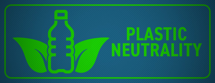 Plastic Neutrality logo with a bottle and leaves beside the words “PLASTIC NEUTRALITY.”