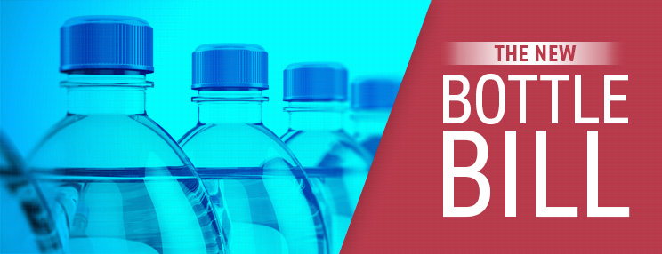 The new bottle bill, beside blue-tinted plastic bottles