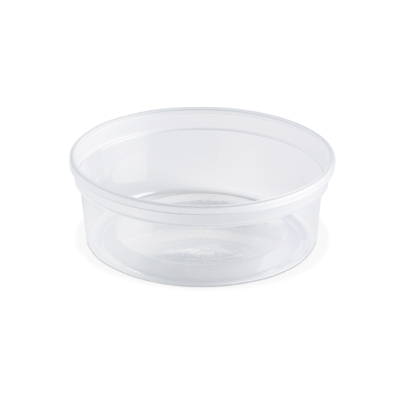 Clear round plastic food container