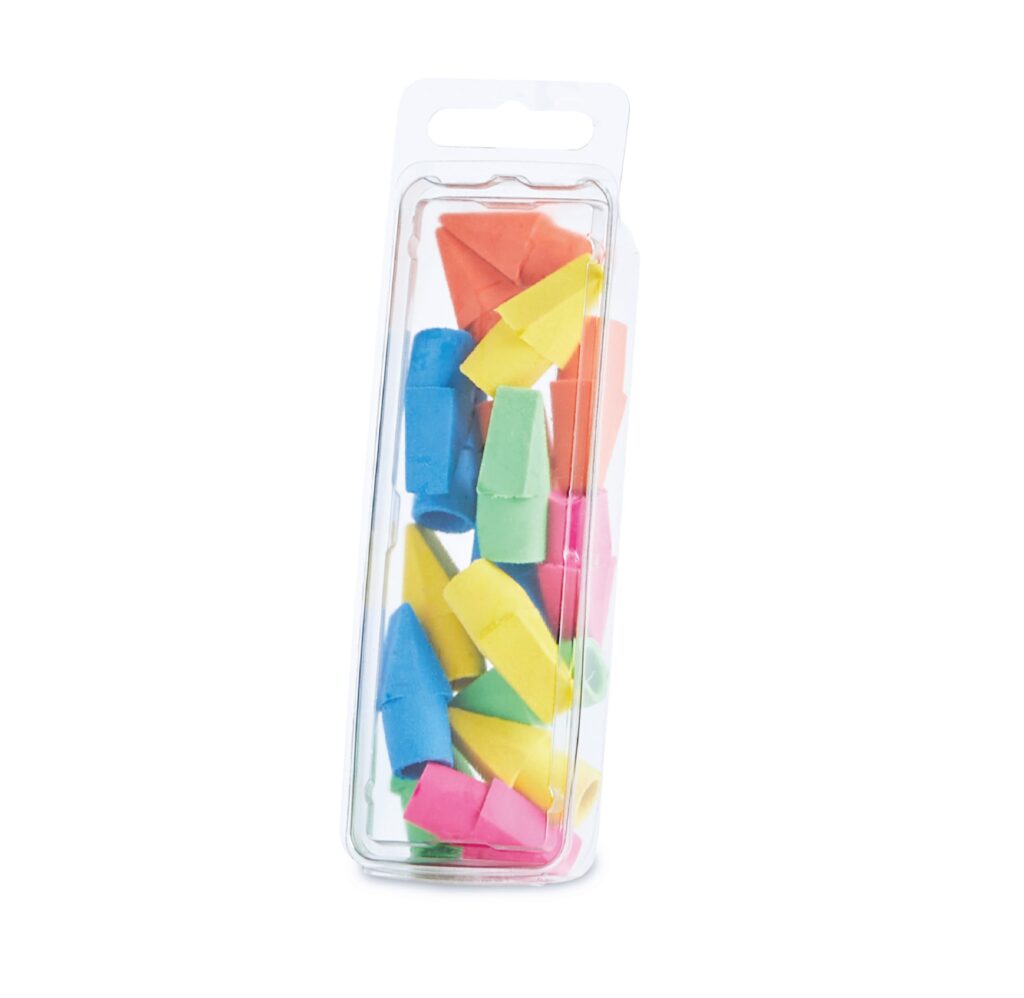 Assorted colorful craft foam pieces in a clear plastic package