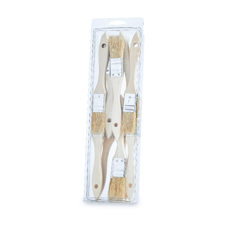 Set of four paintbrushes in a clear plastic package