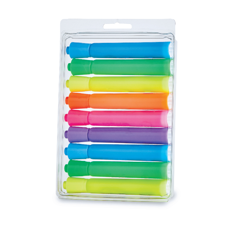 Pack of nine colorful marker pens in a clear plastic case