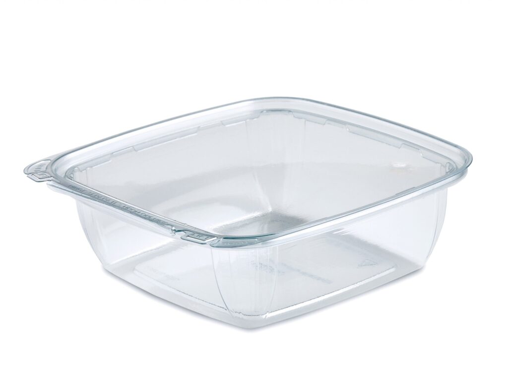 Clear rectangular glass baking dish with a fitted lid