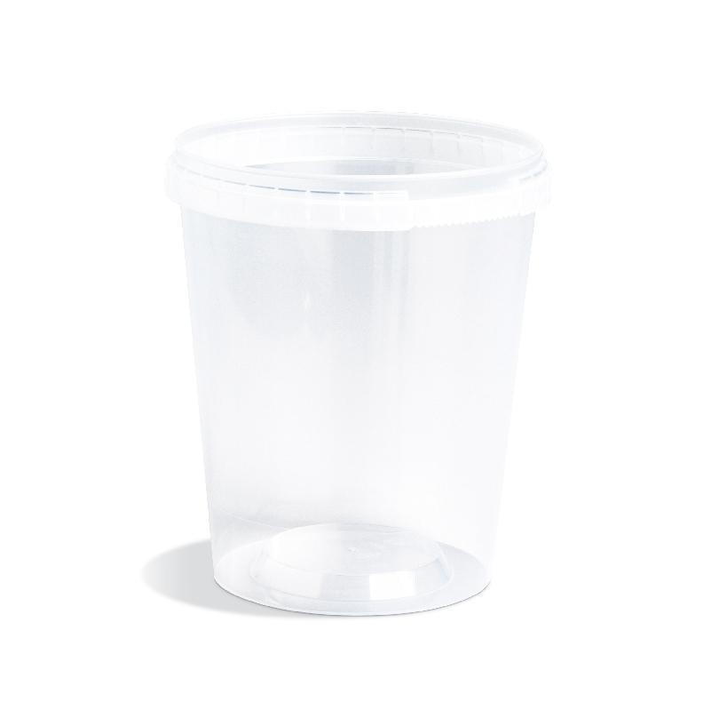 Clear plastic cup with a wide rim and raised base