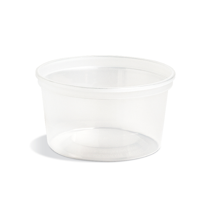 Clear plastic container with an open top