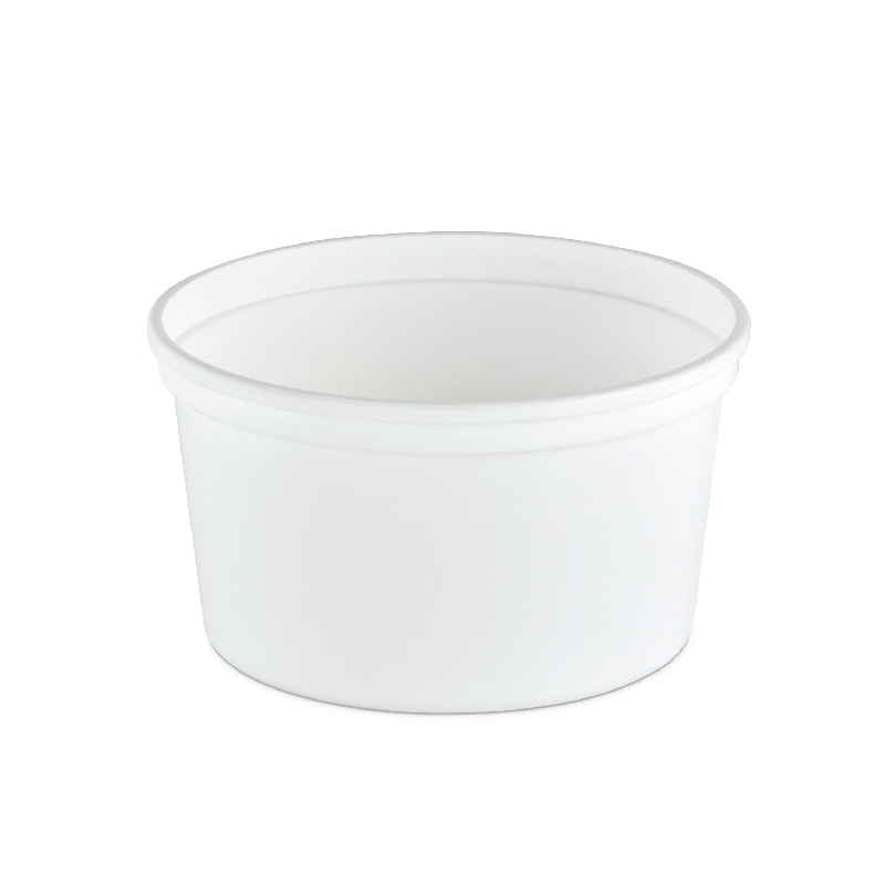 White plastic bowl-shaped container with a wide rim