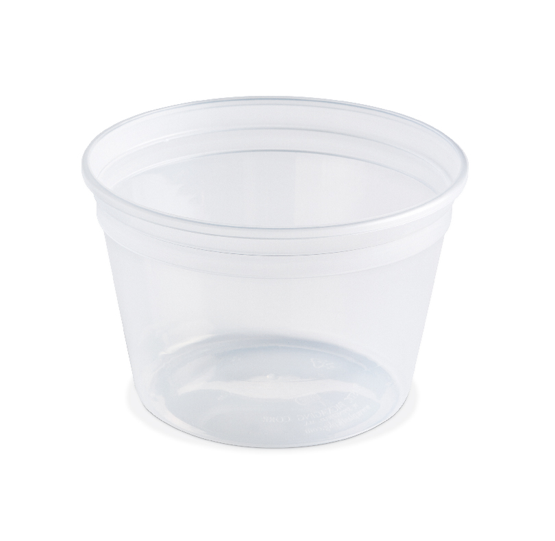 Clear plastic food container without a lid