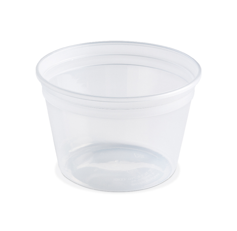 Clear plastic food container without a lid