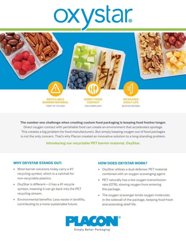 OxyStar recyclable PET barrier material helps extend food shelf life by blocking oxygen