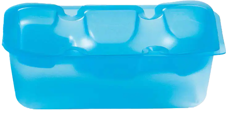 Blue plastic storage container with a lid